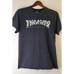 Vtg THRASHER MAGAZINE Graphic Print Shirt Men's Sz M Rose Print Grunge Skater
